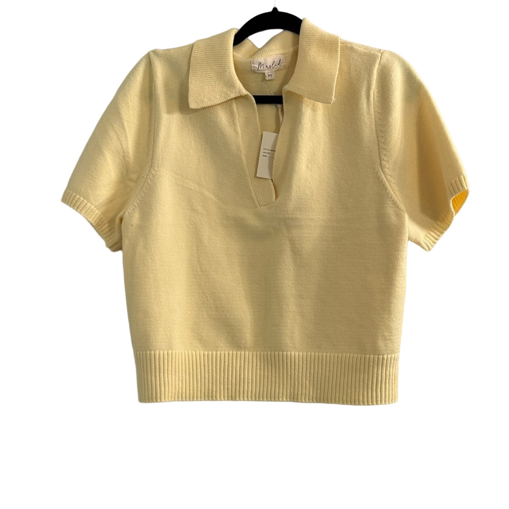NWT Marled Light Yellow Women’s Collard Shirt - Size M